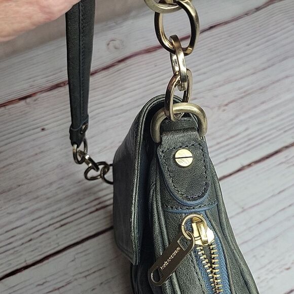 ALEXIS HUDSON Green Distressed Leather Small Bag - Picture 6 of 9